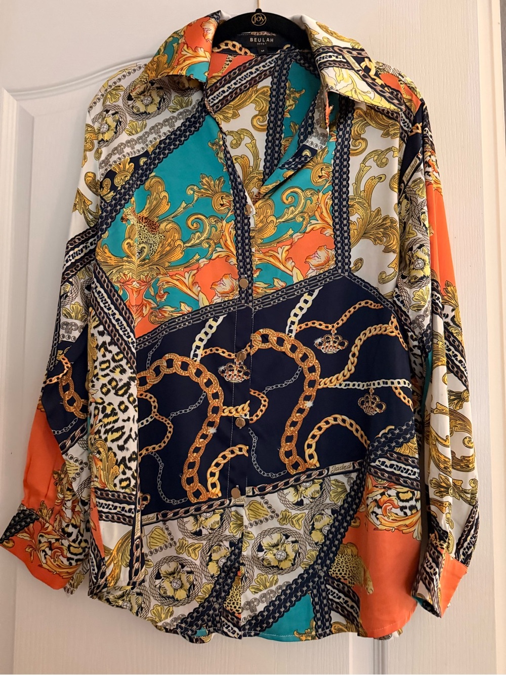 Beulah Multi-Color Baroque Chain Print Button-Down Shirt